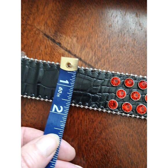 NEW in BOX B.B. Simon Belt Silver Studded w/Red Stones and Skulls Signature Logo - Picture 13 of 13